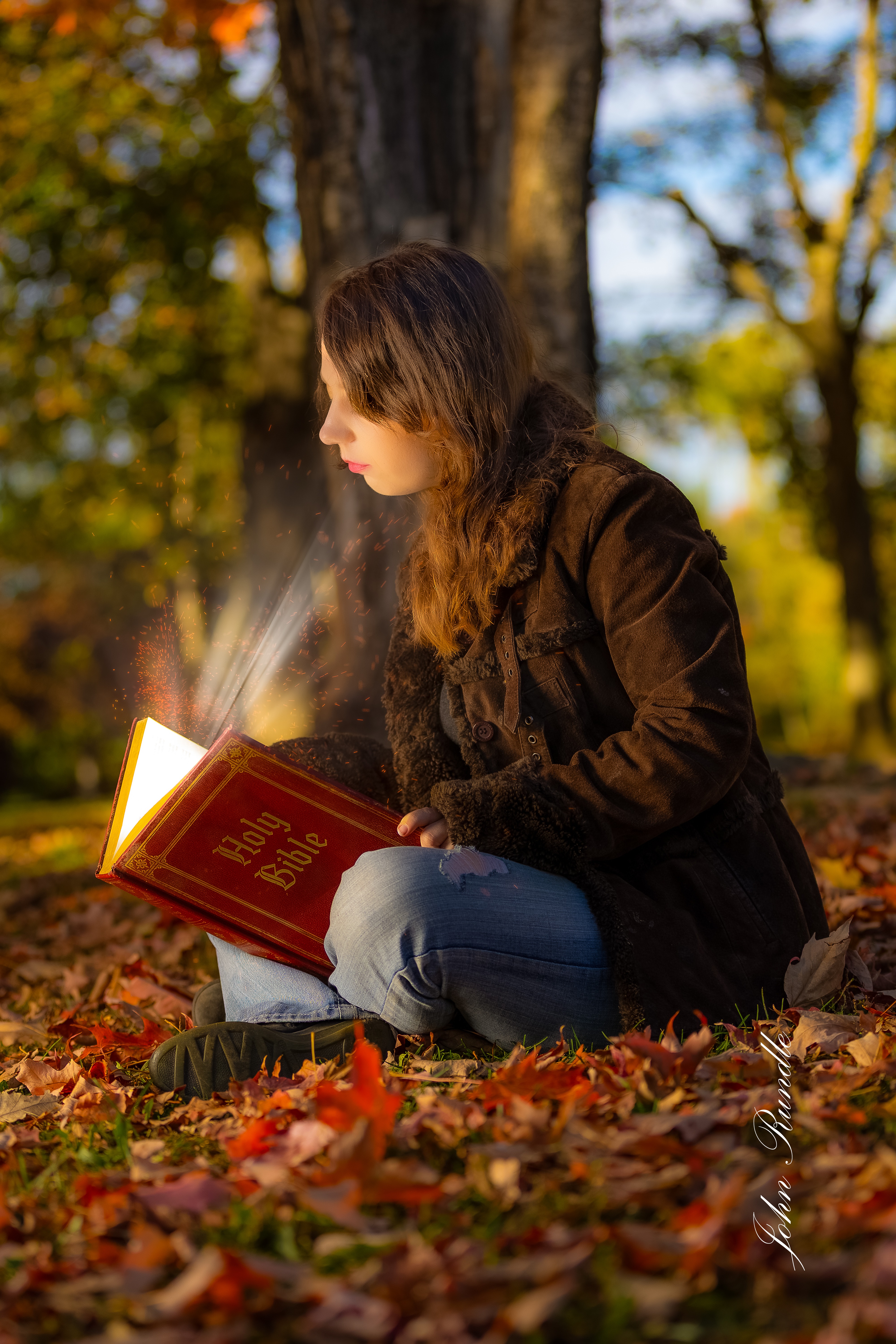 Girl Reading Bible Book